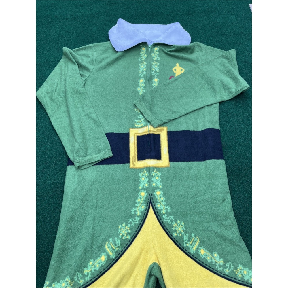 Buddy the Elf Christmas Fleece Pajama One Piece Jumpsuit  Adult Large Green